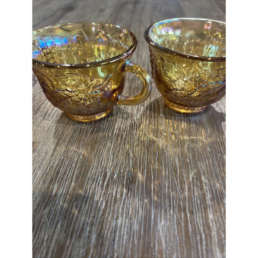 Vintage Indiana Glass Princess Amber Carnival Punch Cups Set of 8 2 3/8"